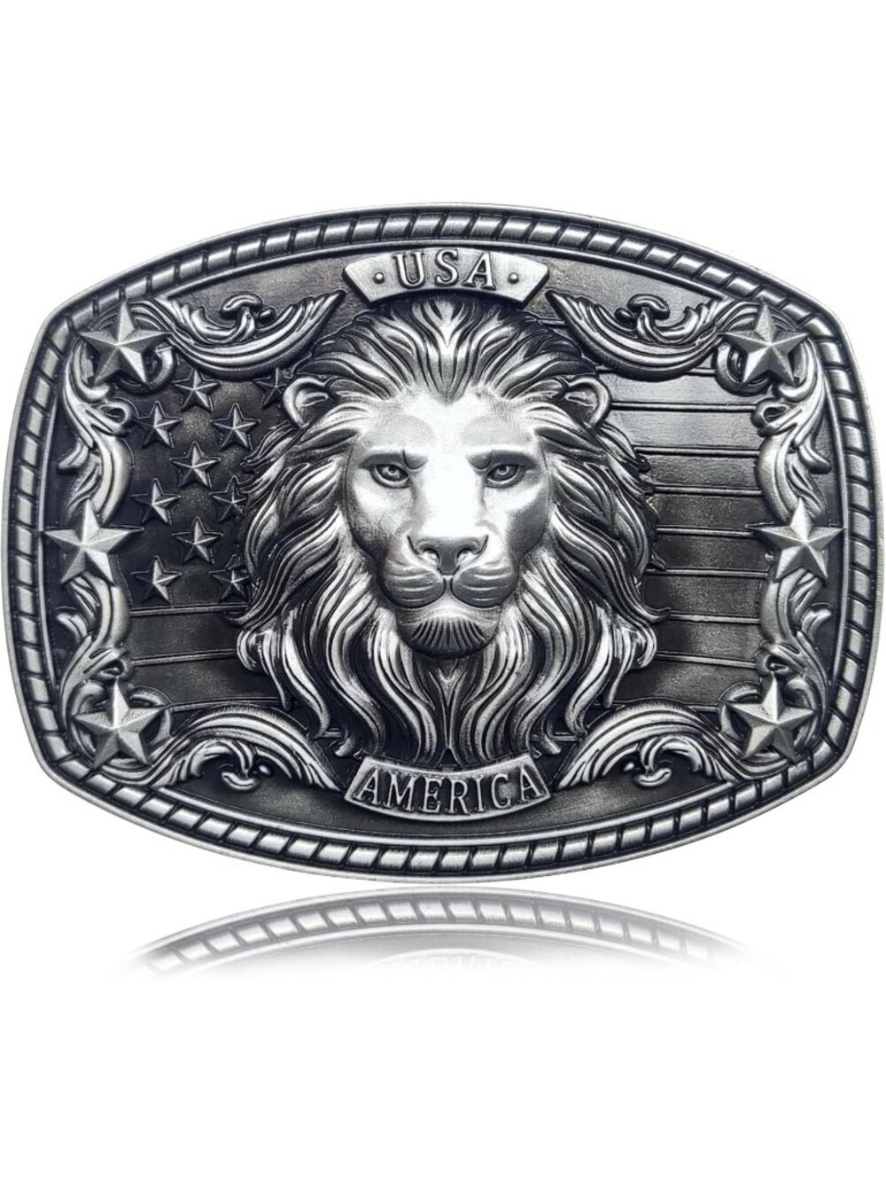 Men Lion Vintage Silver Cowboy Belt Buckle Vintage Western Country Buckle